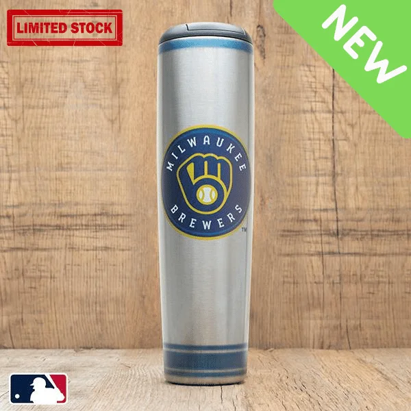 Speckled finish ceramic mug-Milwaukee Brewers Metal Dugout Mug | Stainless Steel Baseball Bat Mug