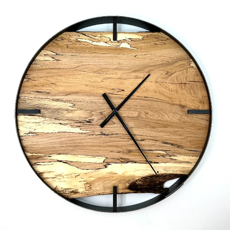 Elegant gold wall shelf-*NEW // 25” Spalted Maple Live Edge Wood Clock