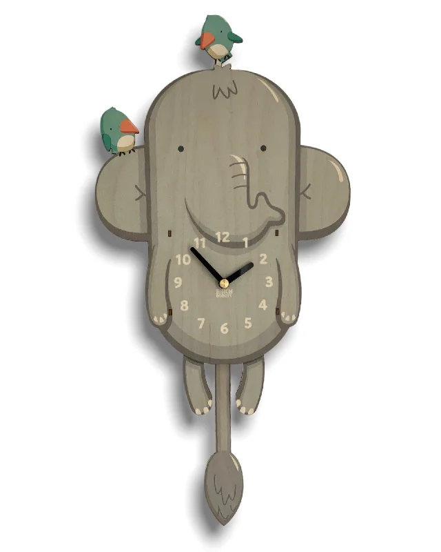 Minimalist brass sculpture-Peanut the Elephant Pendulum Clock