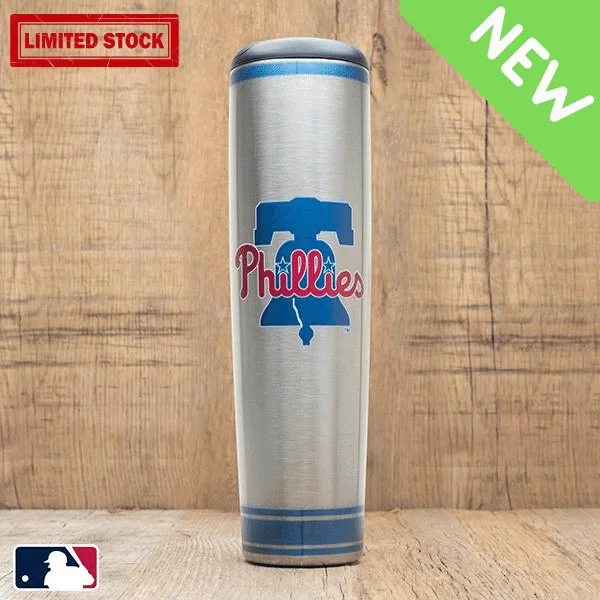 Elegant stemless wine cup-Philadelphia Phillies Metal Dugout Mug | Stainless Steel Baseball Bat Mug