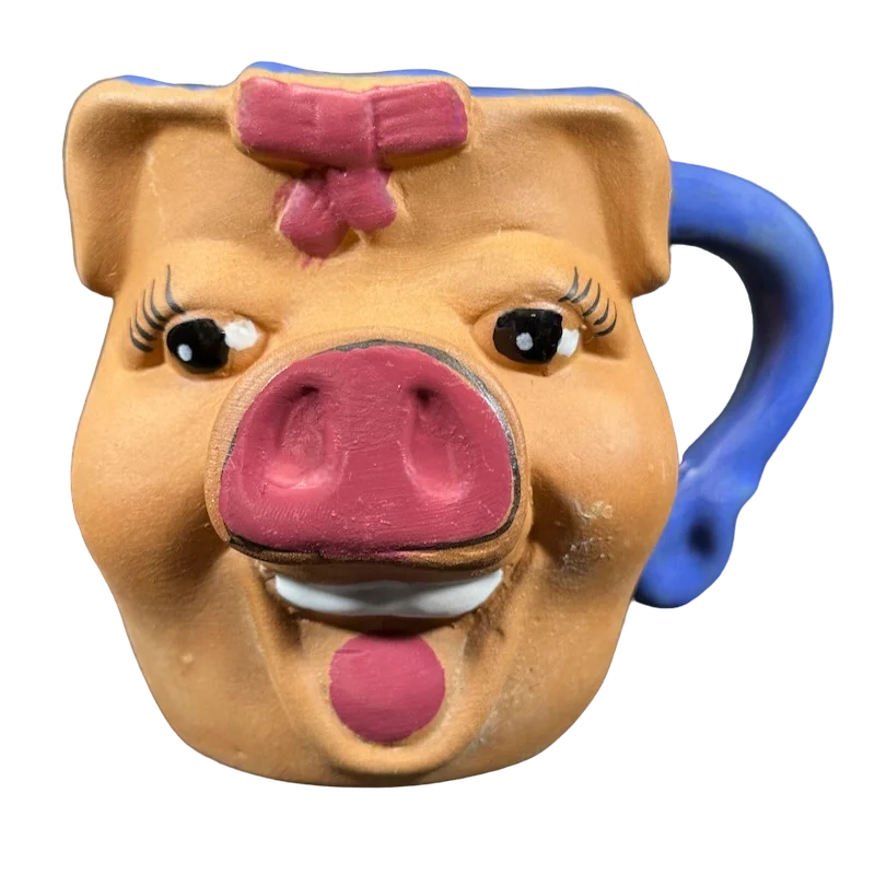 Marble effect ceramic mug-Pig Head Vintage 3D Figural Pottery Mug