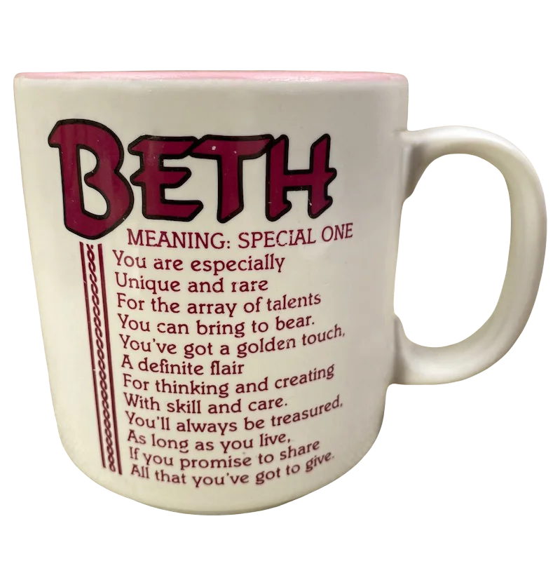 Wide-mouth smoothie cup-BETH Poetry Name Pink Interior Mug Papel