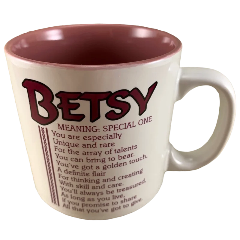 Anti-slip silicone base cup-BETSY Poetry Name Pink Interior Mug Papel