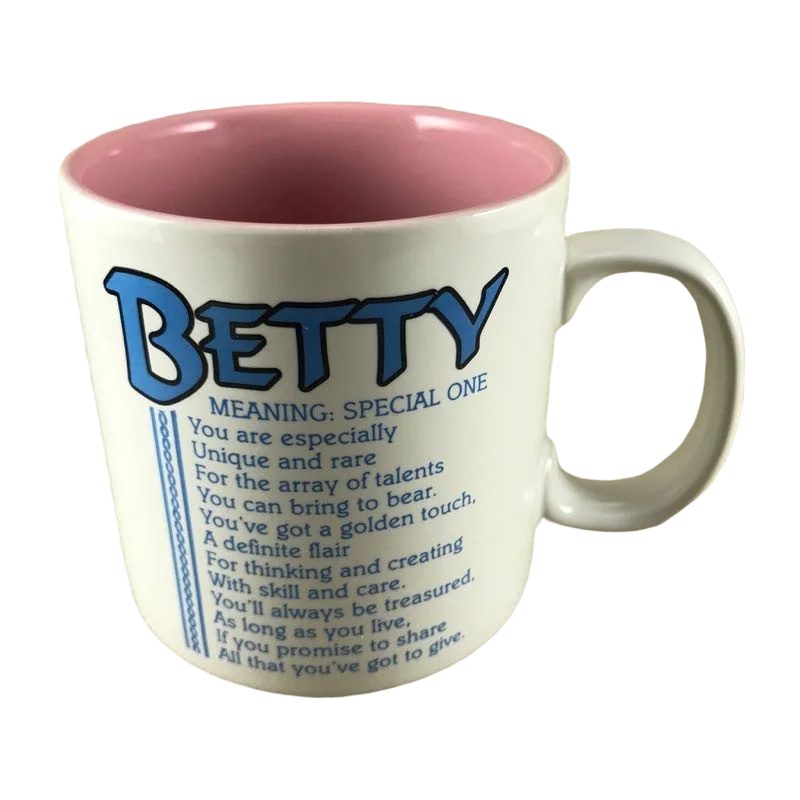 Dishwasher-safe coffee mug-BETTY Poetry Name Mug Pink Interior Papel