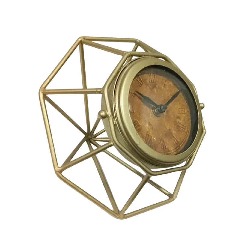 Nordic style floor lamp-Sagebrook Home 15864 Metal 5" H Abstract Table Clock, Gold