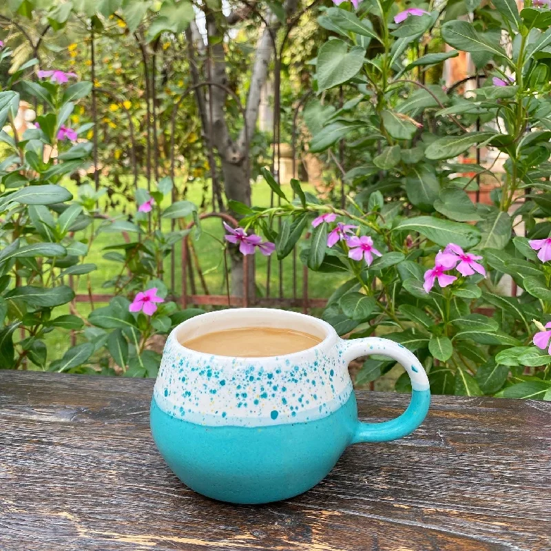 Modern geometric design mug-Sea blue & white Malmo mug