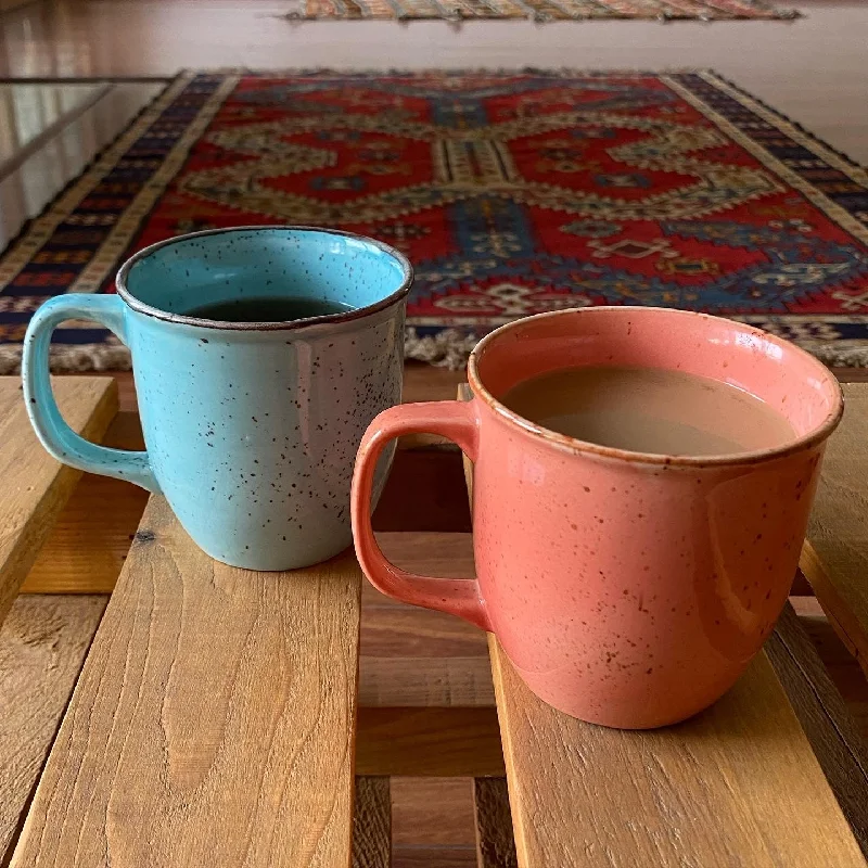 Unbreakable polycarbonate cup-Set of 2 Gloria mug medium. Valley blue and Living coral