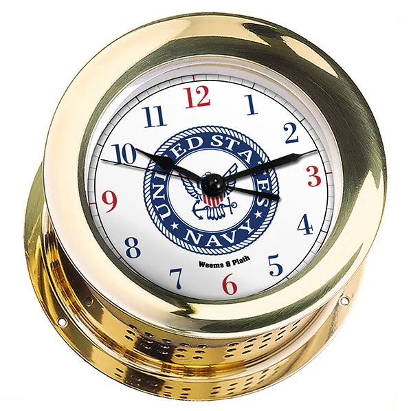 Sleek stainless steel vase-Weems & Plath U.S. Navy Atlantis Quartz Clock - #9 Emblem