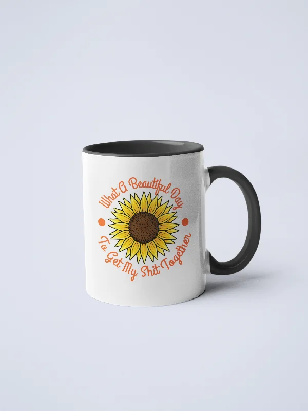 Speckled finish ceramic mug-What A Beautiful Day To Get My Shit Together Ceramic Coffee Mug