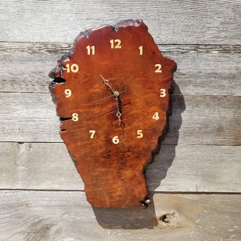 Minimalist ceramic coasters-Wood Wall Clock Redwood Burl Handmade Rustic Slab #490 Anniversary Gift Birthday Gift Christmas Gift Wood Wall Art LG Clock