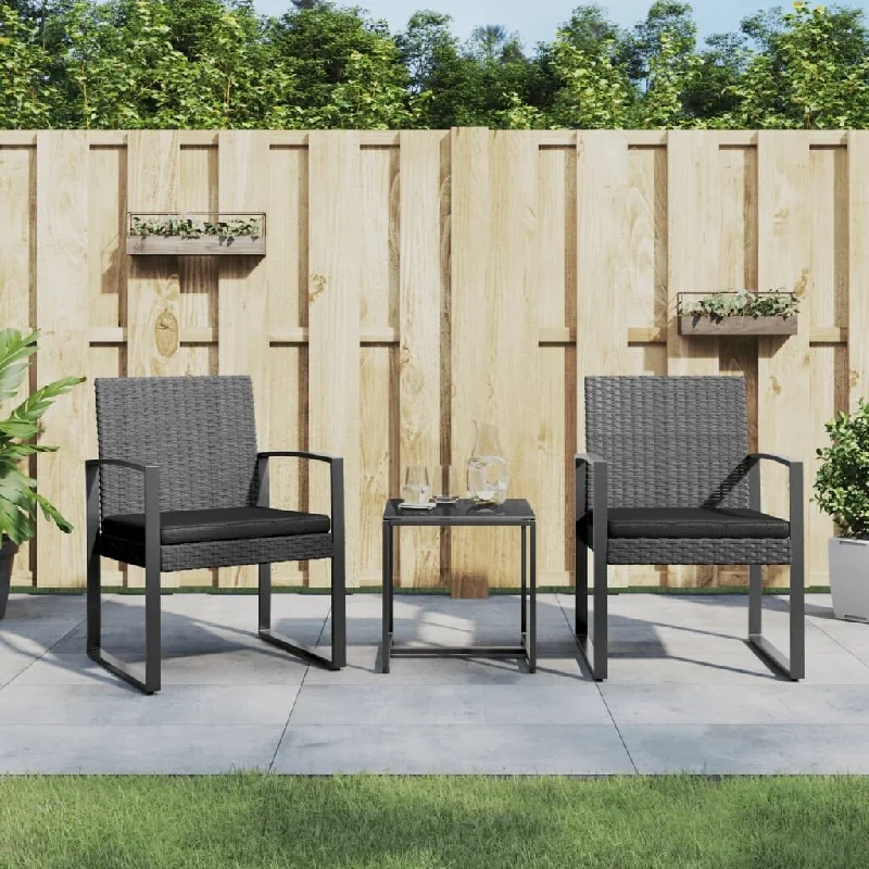 Minimalist brass sculpture-3 piece Patio Dining Set with Cushions Dark Gray PP Rattan