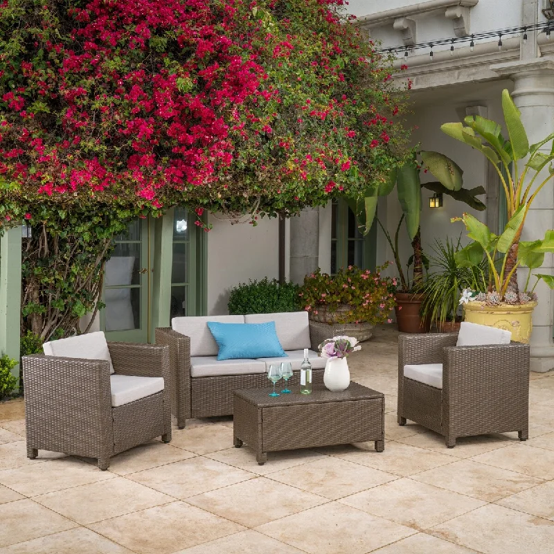 Soft linen table runner-4 piece set Outdoor Wicker Sofa Mix with Cushions