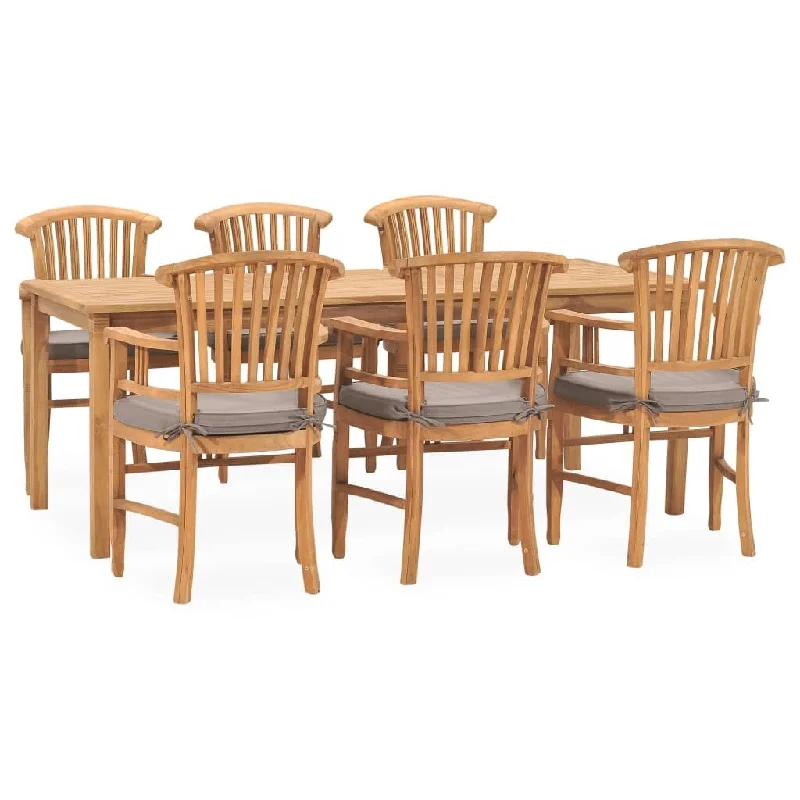 Gold-plated table centerpiece-7 Piece Garden Dining Set with Cushions Solid Teak Wood