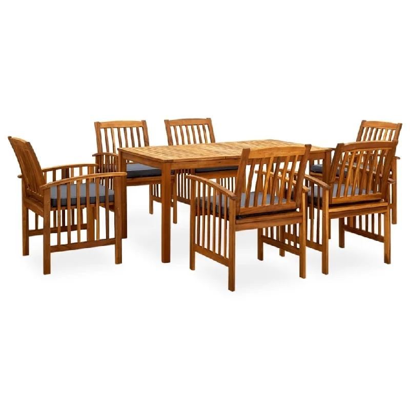 Abstract metal wall sculpture-7 Piece Patio Dining Set with Cushions Solid Acacia Wood