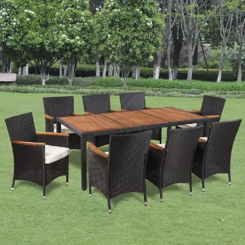 Wooden jewelry organizer-9 Piece Outdoor Dining Set with Cushions Poly Rattan