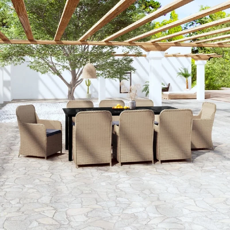 Modern ombre wall art-9 Piece Patio Dining Set with Cushions Brown