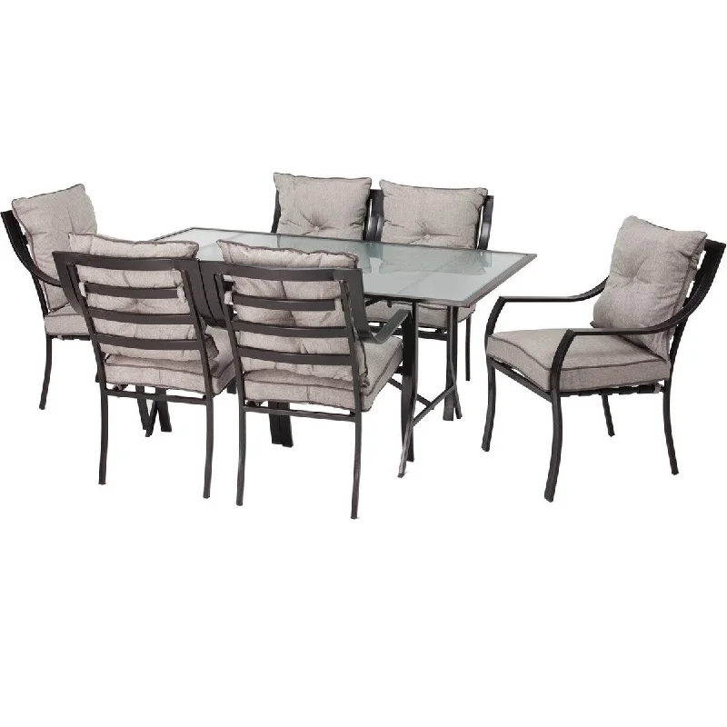 Eco-conscious bamboo tray-Daily Boutik 7-Piece Outdoor Patio Furniture Metal Dining Set with Cushions