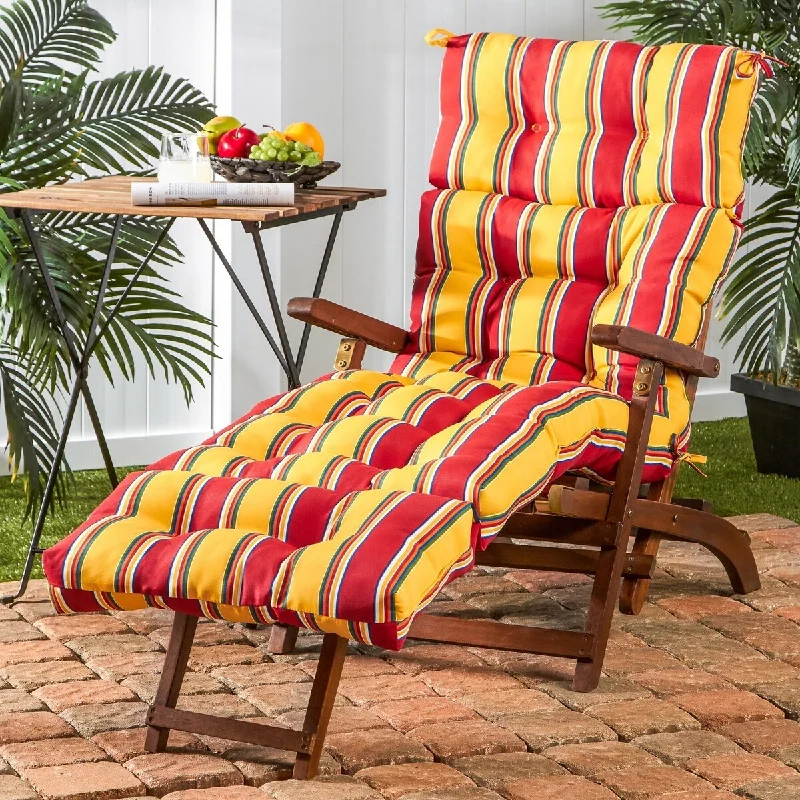 Wooden jewelry organizer-Elminton 72-inch Outdoor Stripe Chaise Lounger Cushion by Havenside Home - 22 w x 72 l