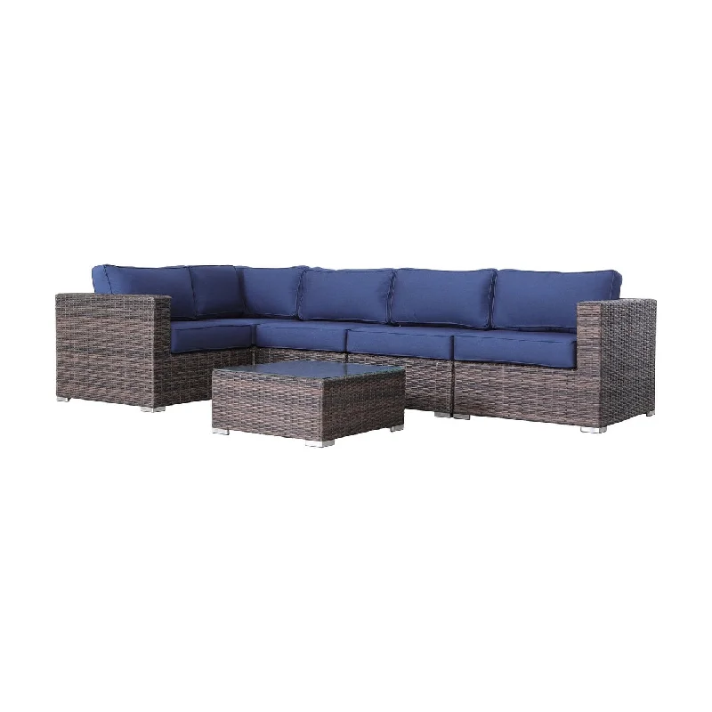 Soft silk curtain panel-LSI 6 Piece Rattan Sectional Seating Group with Sunbrella Cushions