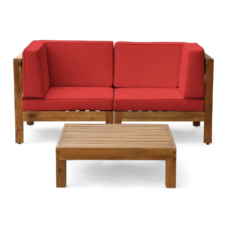 teak + red cushion