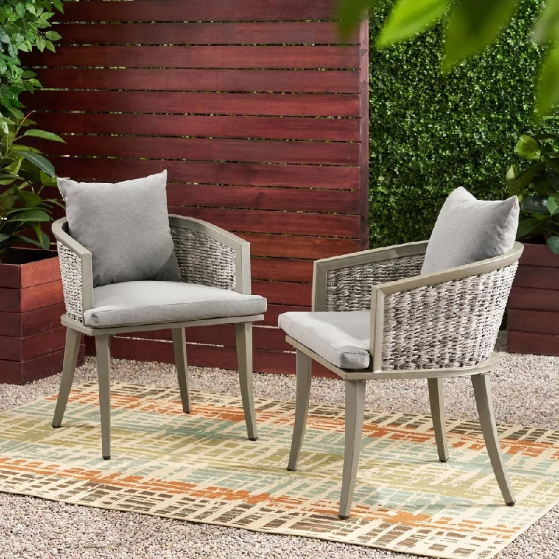 Nordic style floor lamp-Pebble Outdoor Boho Wicker Club Chair with Cushions (Set of 2) by Christopher Knight Home