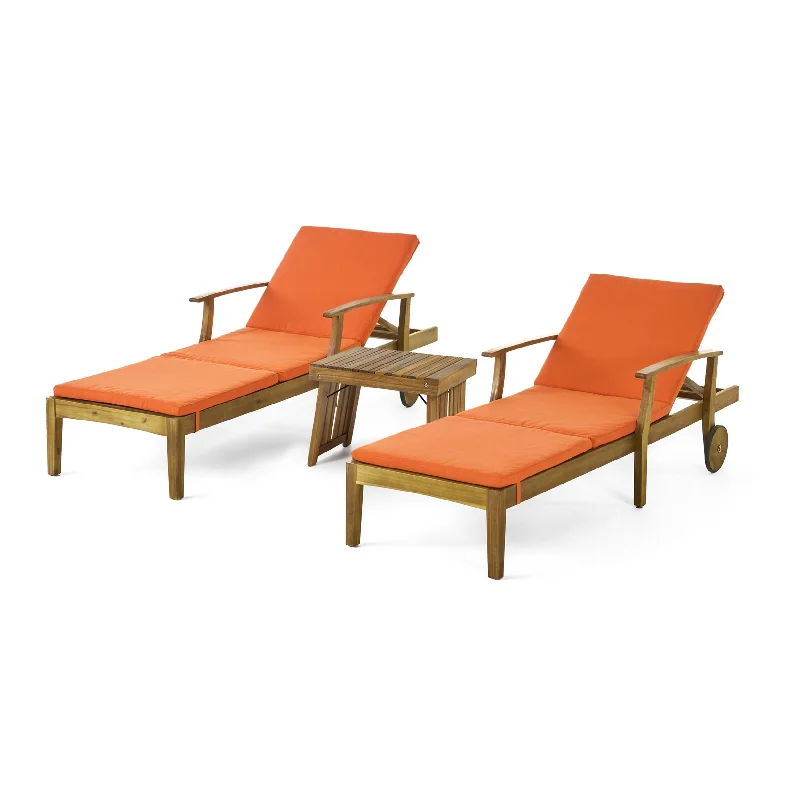 Teak Finish + Orange Cushion