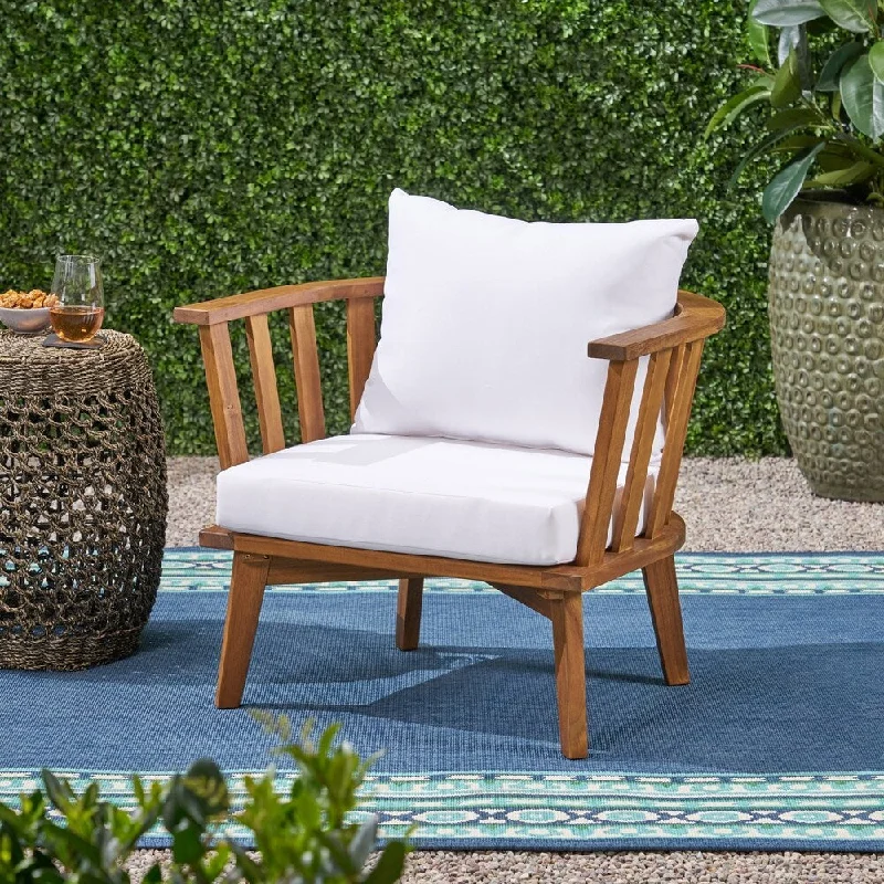 Abstract canvas wall art-Solano Outdoor Wooden Club Chair with Cushions by Christopher Knight Home