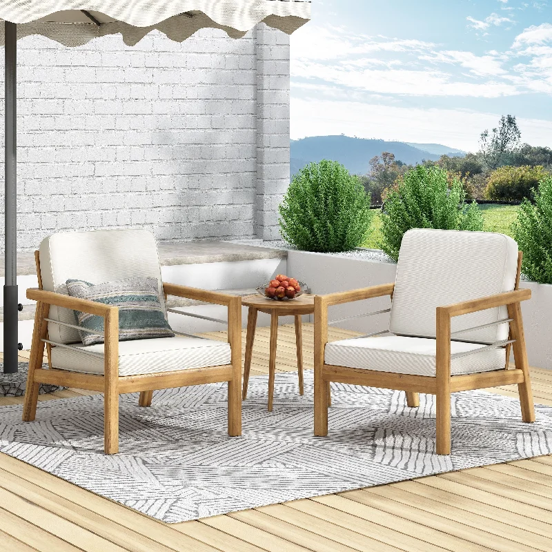 Soft linen table runner-Verdugo Outdoor Outdoor Acacia Wood Club Chairs with Cushions (Set of 2) by Christopher Knight Home