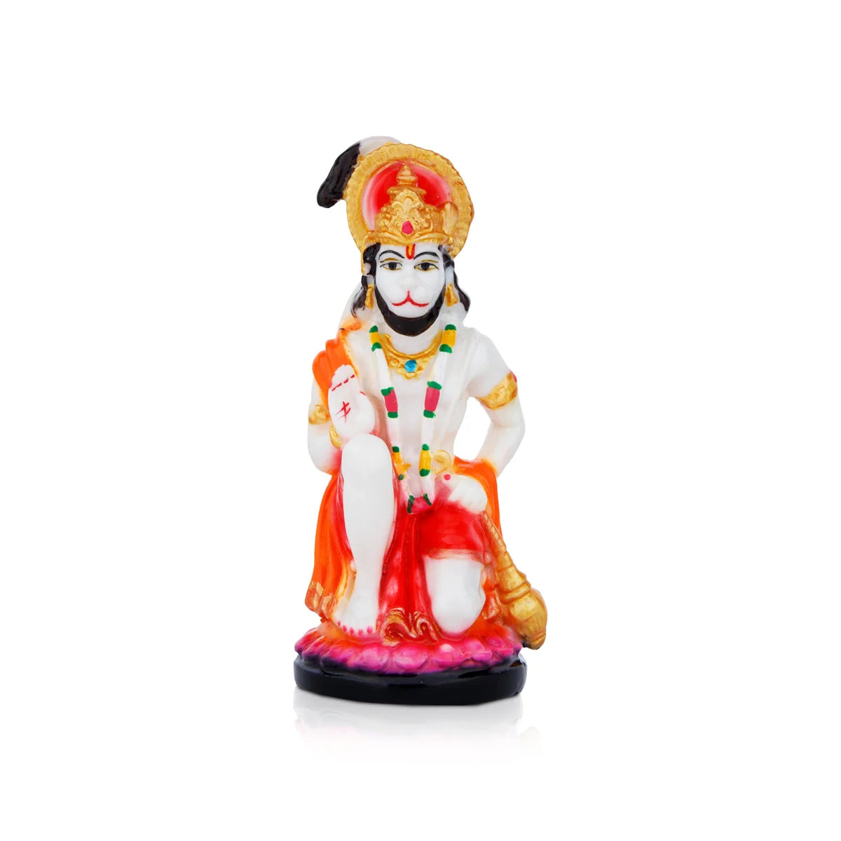 Soft silk curtain panel-Anjaneya Statue - 5 x 2.25 Inches | Resin statue/ Hanuman Sitting Statue/ Hanuman Murti for Pooja