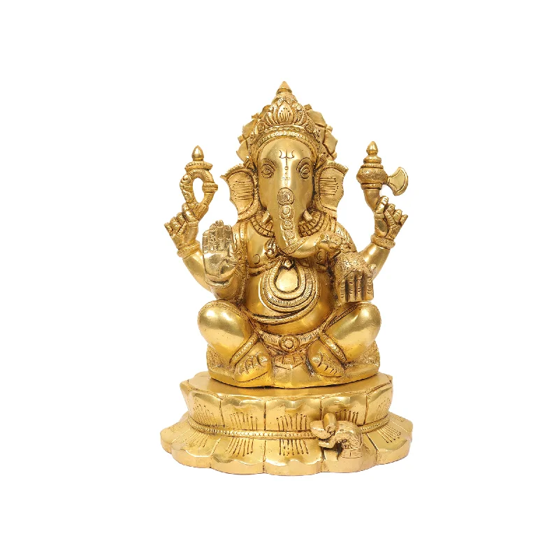 Eco-conscious bamboo tray-BRASS 11 IN GANESHA SITTING