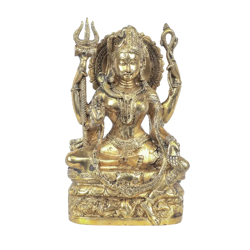 Marble-look decorative bowl-Brass Ardhanarishvara Sitting