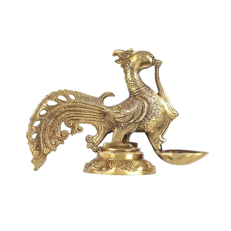 Modern geometric sculpture-Brass Bird Diya