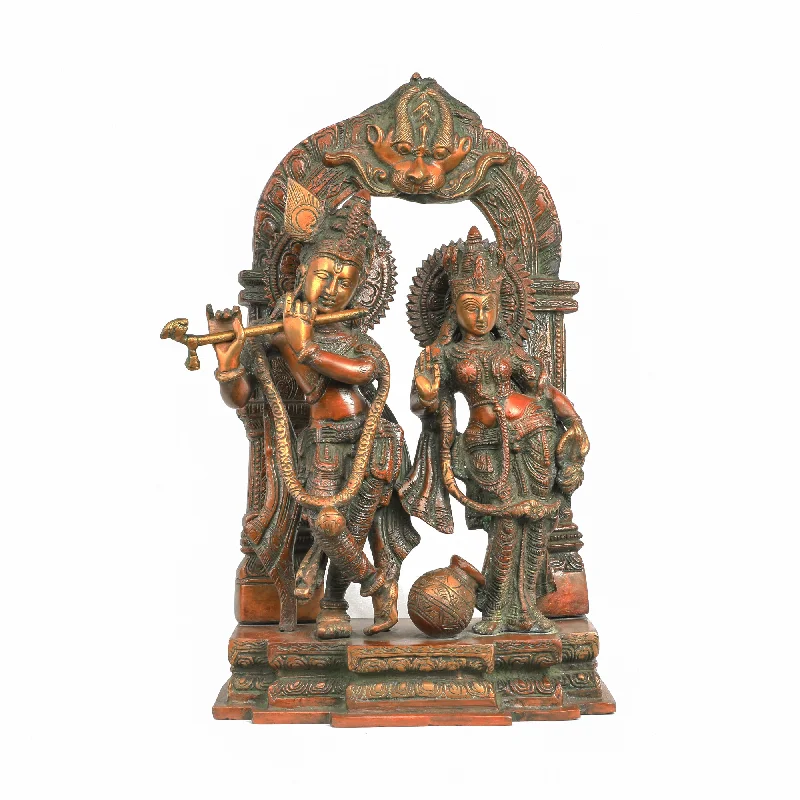 Minimalist plant stand-Brass Radha Krishna Standing