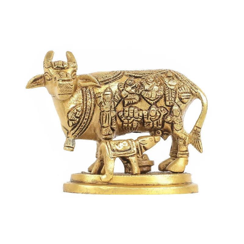 Elegant glass candle holder-Brass Cow With Calf