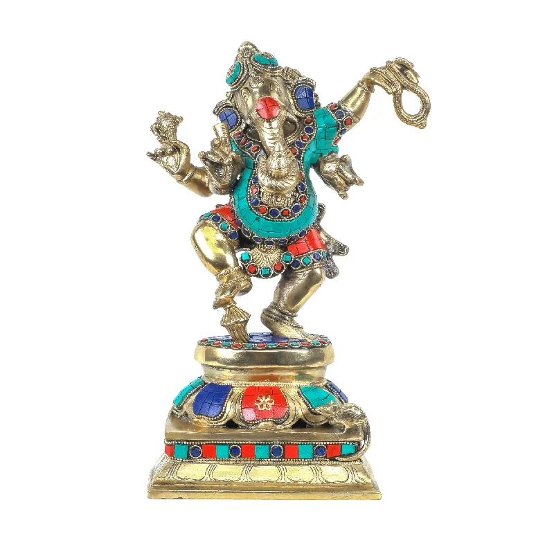 Festive holiday wreath-Brass Dancing Ganesha