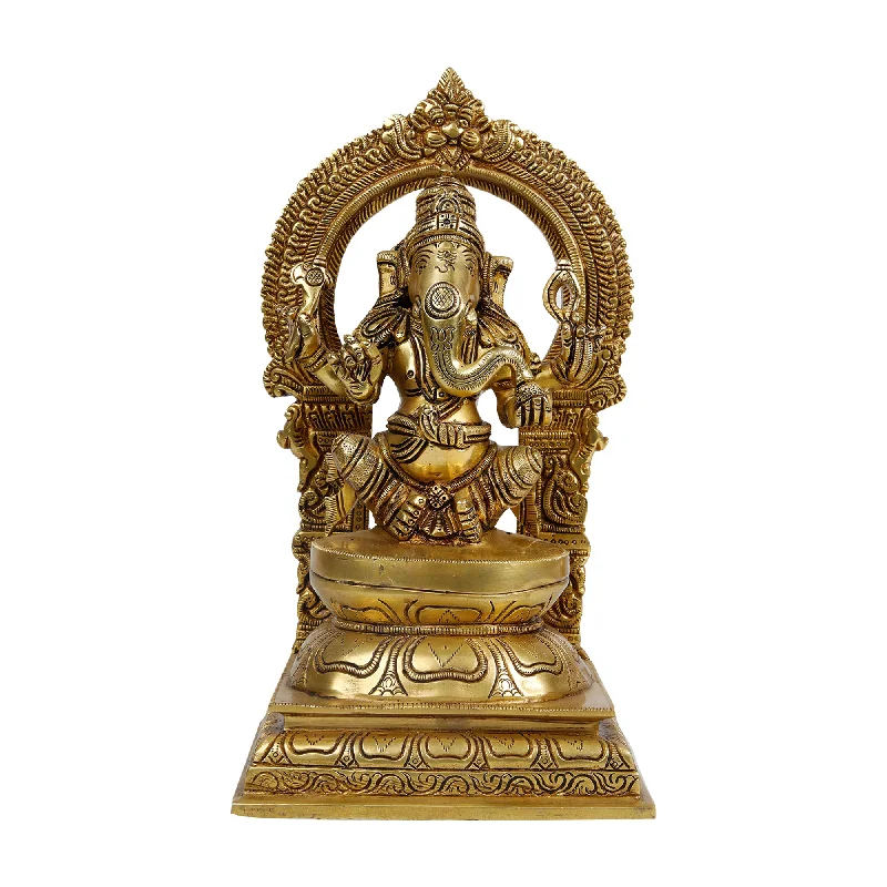 Retro geometric wall clock-Brass Ganesh With Arch