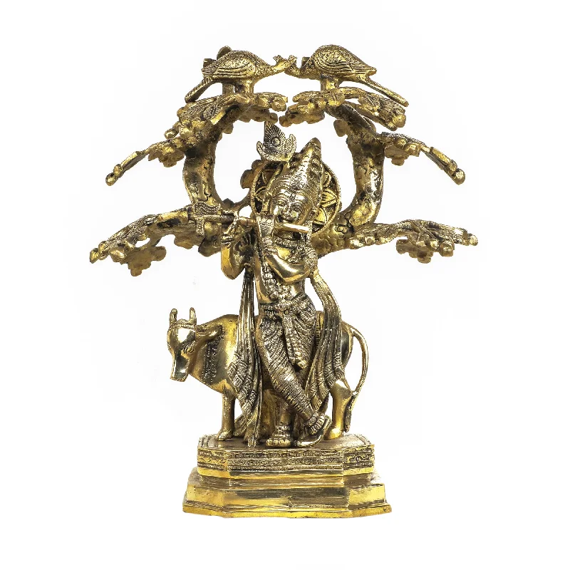 Elegant crystal table lamp-Brass Krishna