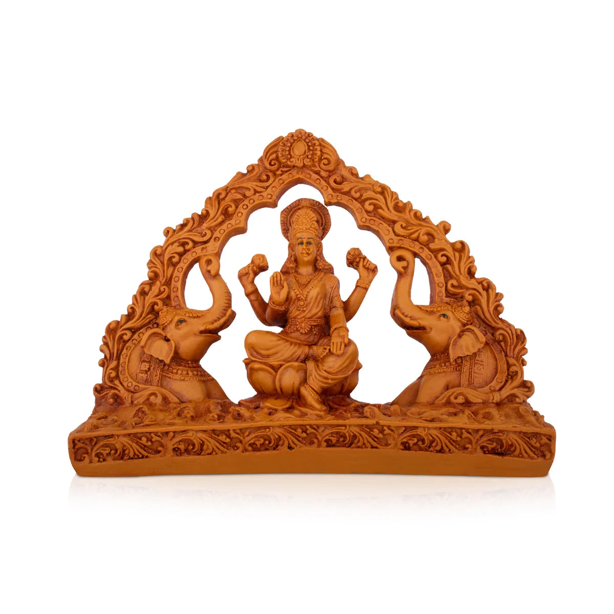 Hand-painted decorative tray-Gajalakshmi Statue - 8 x 10 Inches | Resin Statue/ Wooden Finish Gajalaxmi Idol for Pooja