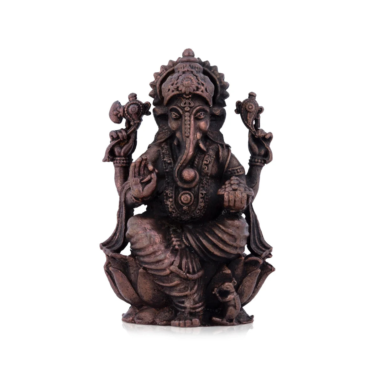 Plush shag area rug-Ganesh Murti - 2.5 x 1.5 Inches | Copper Idol / Ganesh Sitting On Lotus for Pooja/ 190 Gms Approx