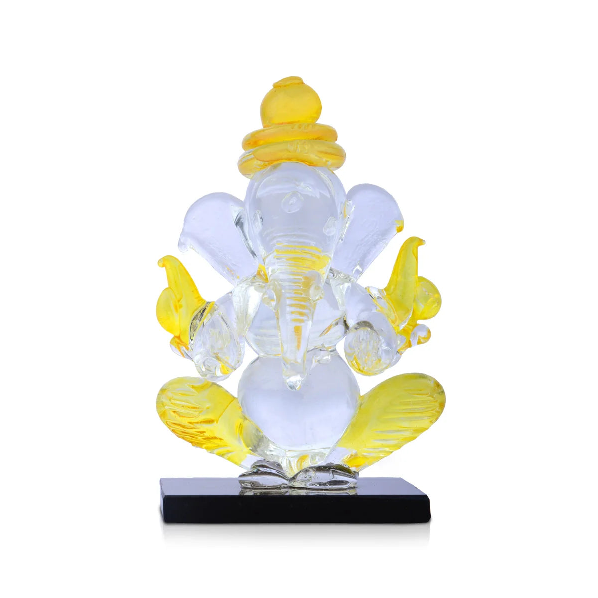 Vintage leather wall shelf-Ganesh Murti - 3 x 2 Inches | Glass Vinayaka Idol/ 2 In 1 Ganpati Murti/ Colour Ganesha Idol for Pooja