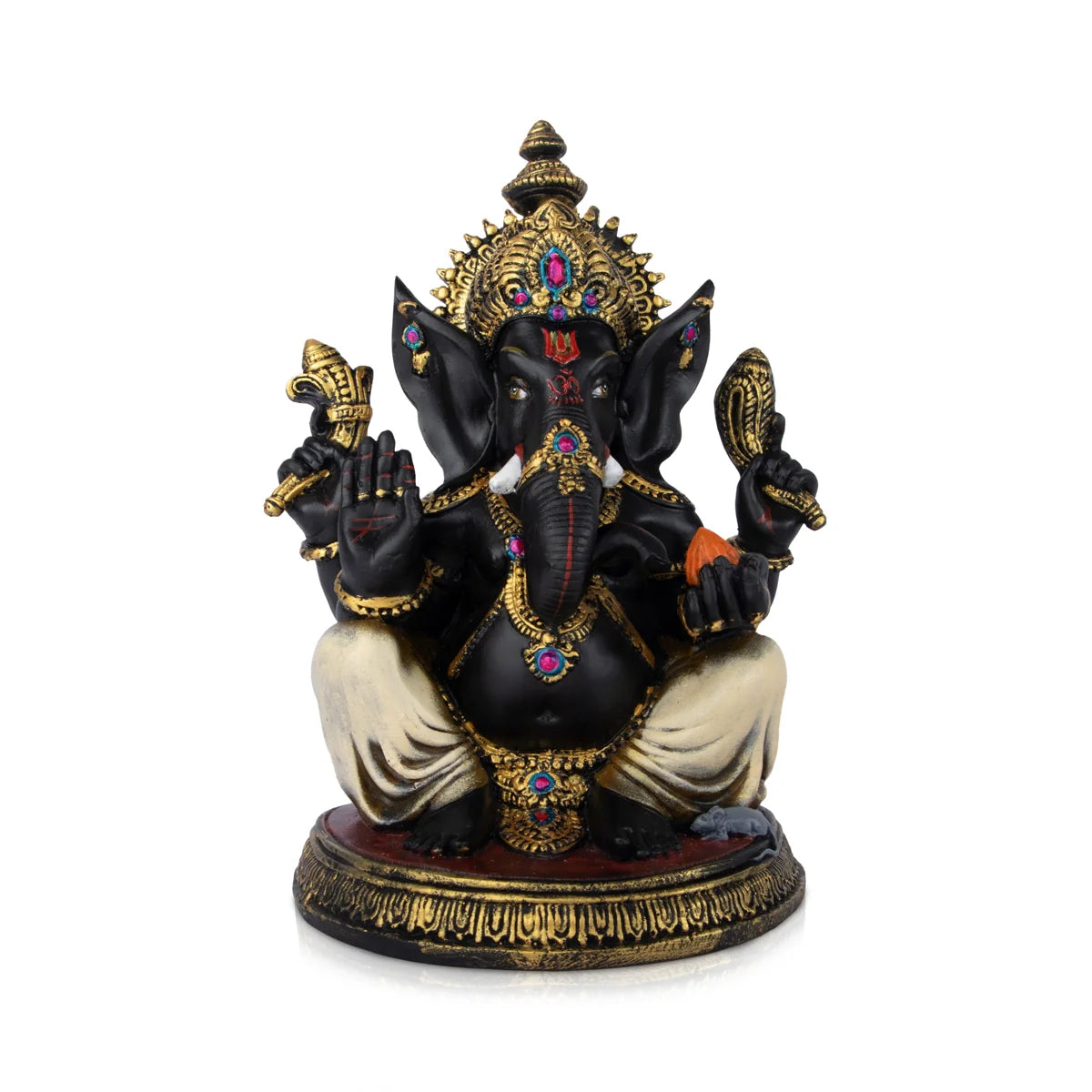 Handwoven macrame wall hanging-Ganesh Statue - 11 x 11 Inches | Resin Statue/ Black Vinayaka Idol / Ganesh Idol for Pooja