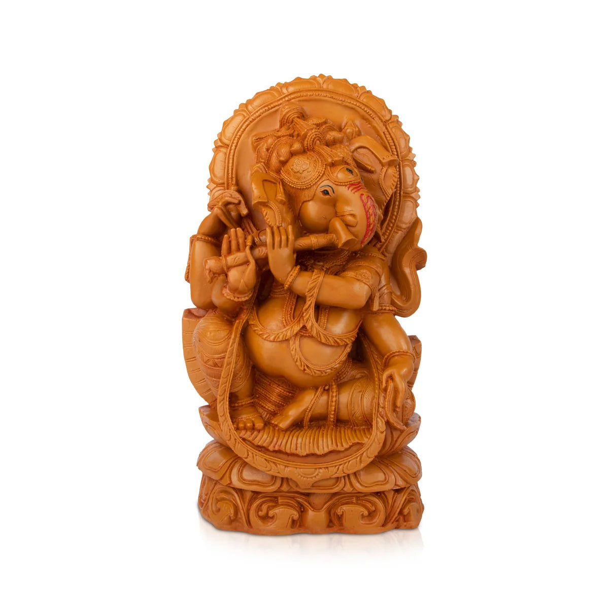 Bright neon table lamp-Ganesh Statue - 13 x 6.4 Inches | Wooden Polish Lord Ganesha Playing Flute Idol / Ganesh Idol for Pooja