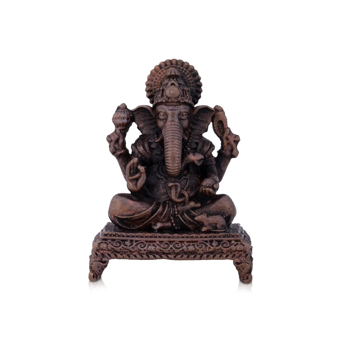 Sleek copper table lamp-Ganesh Statue Sitting On Chowki - 2 x 1.5 Inches | Copper Vinayaka Idol / Ganesh Idol for Pooja/ 65 Gms Approx