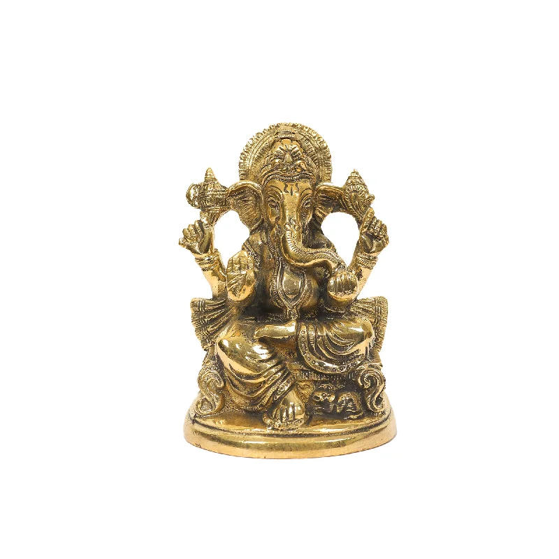 Wooden floating shelf-GANESHA SITTING ON BASE