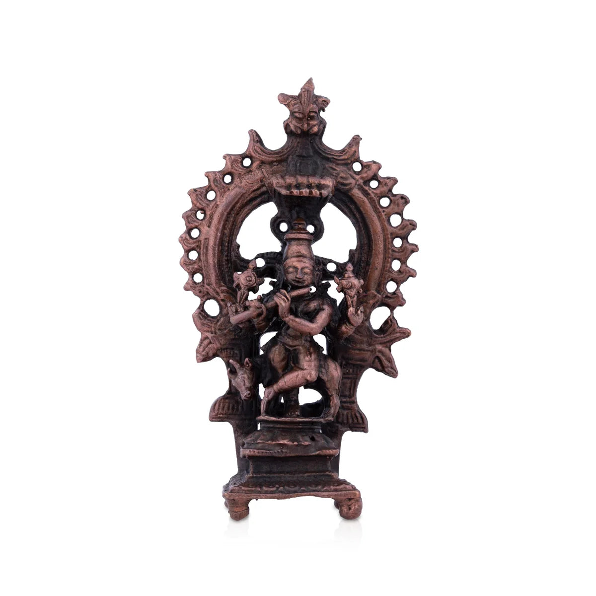 Sleek acrylic photo frame-krishnan statue With Arch - 3 x 1.5 Inches | Copper Idol/ Venugopal Idol for Pooja/ 70 Gms Approx