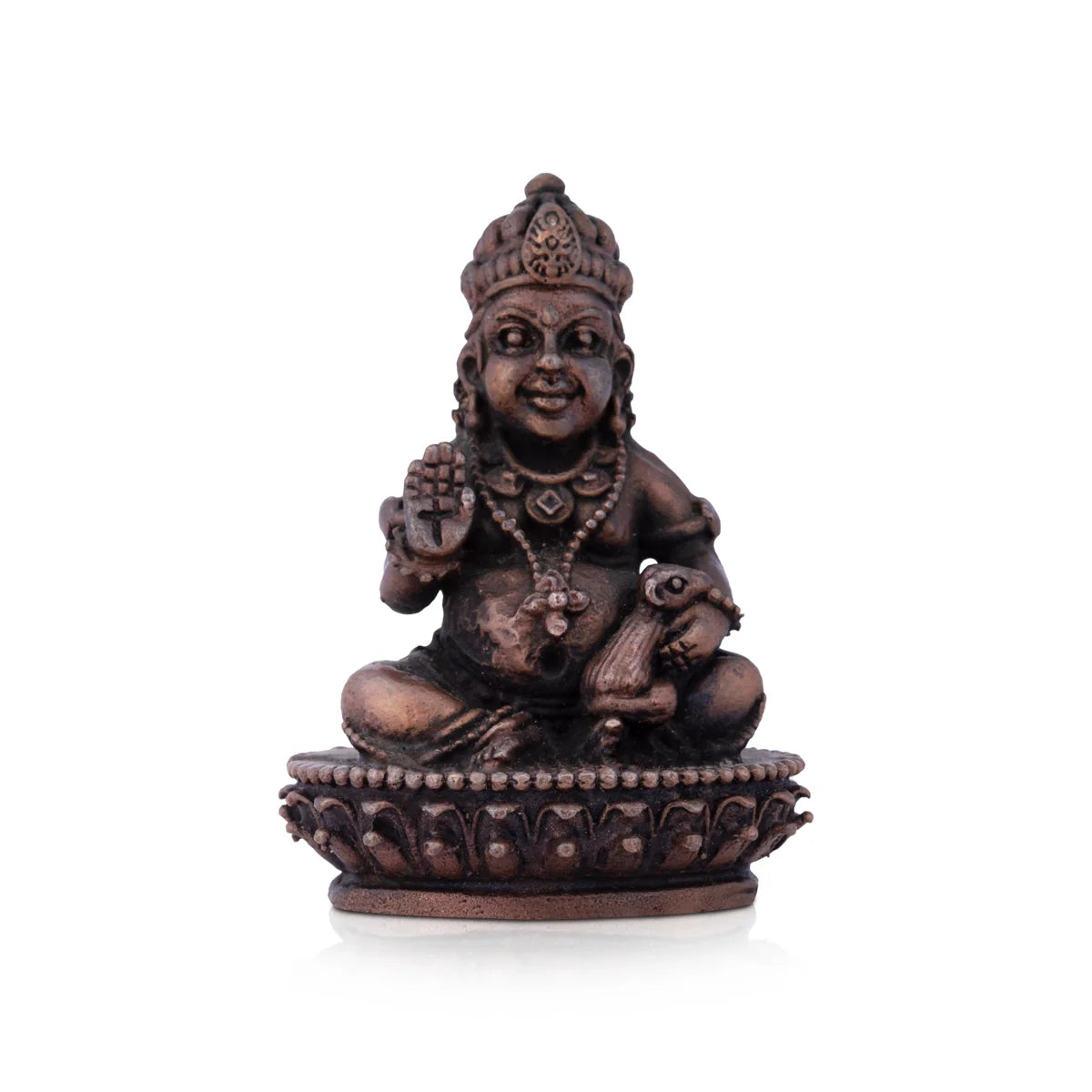 Retro table clock-Kubera Statue - 3 x 2.5 Inches | Kuber Murti/ Copper Idol/ kuberan idol for Pooja/ 215 Gms Approx