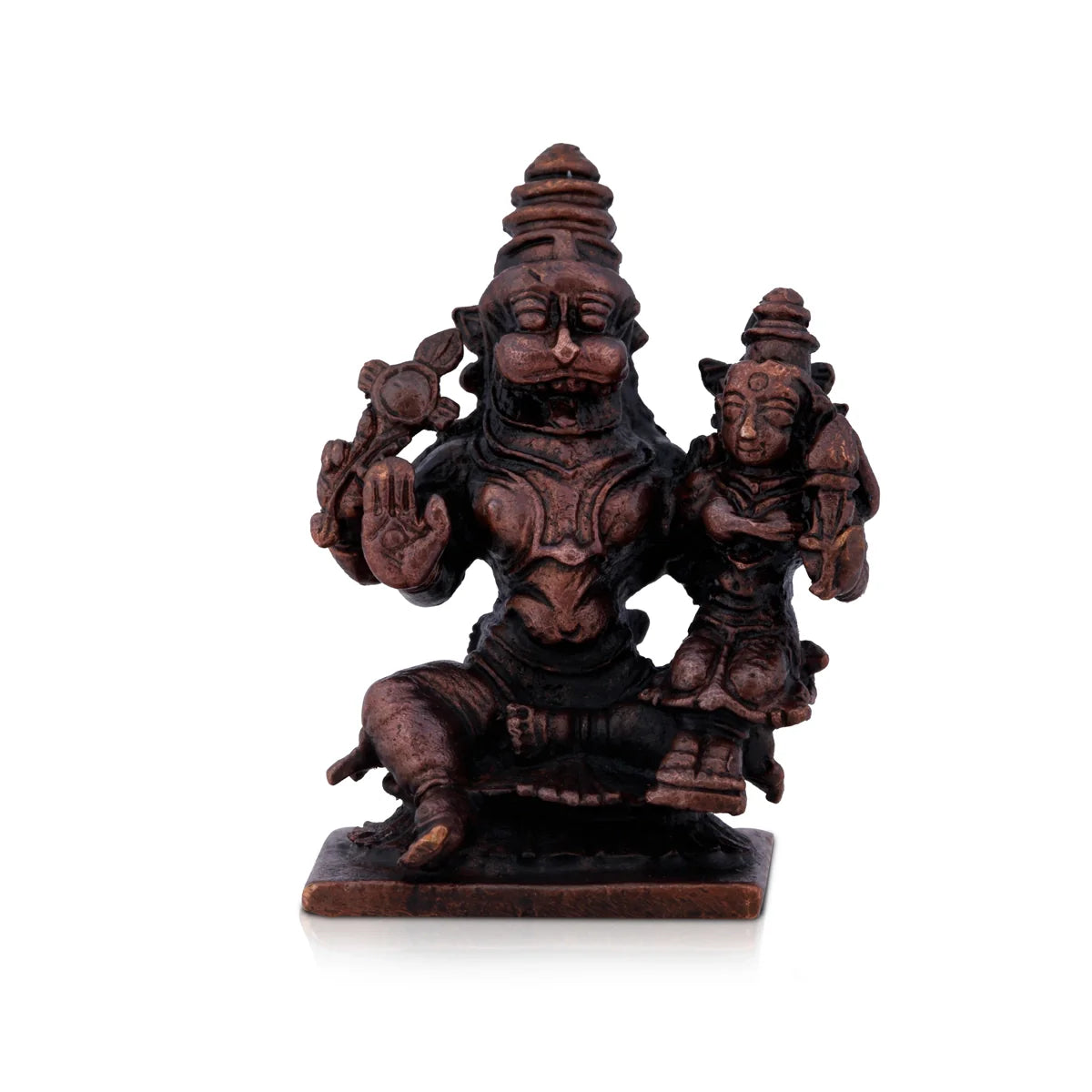 Retro polka dot cushion-Lakshmi Narasimha Swamy Statue - 2 x 1.5 Inches | Copper Idol/ Lakshmi Narasimha Murti/ 80 Gms Approx