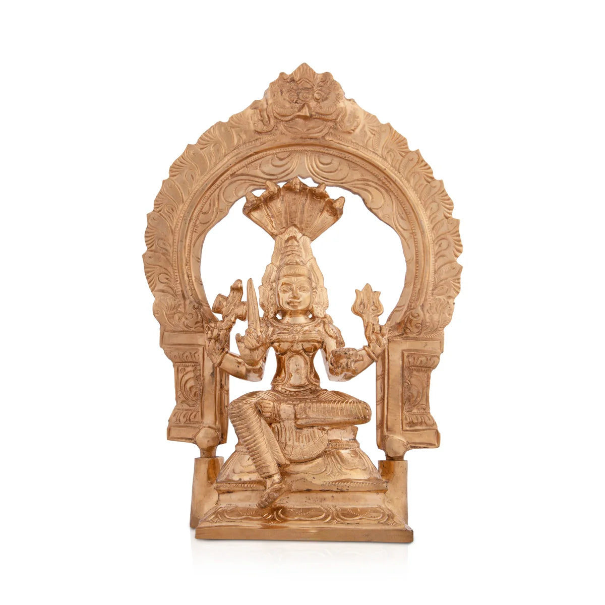 Eco-friendly jute rug-Mariamman Statue with Arch - 9.5 x 6.5 Inches | Panchaloha Idol/ Mariamman Idol for Pooja/ 2.105 Kgs Approx