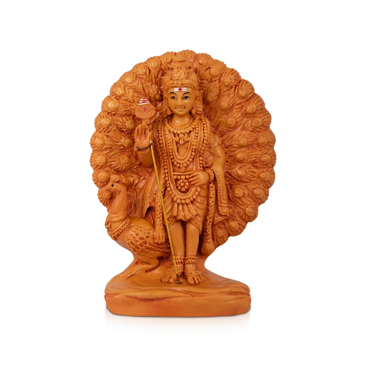 Retro table clock-Mayil Murugan - 8.5 x 6 Inches | Resin Statue/ Wooden Finish Peacock Murugar for Pooja