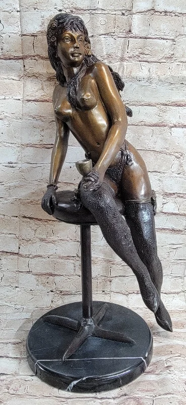 Bamboo wall shelf-Home and Office Decor: Collett Signed Bronze Nude Woman Sculpture